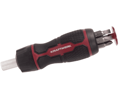KRAFTWERK Mini-Ratschen-Schraubendreher 6-in-1, 7-teilig mit integriertem Bit-Sortiment