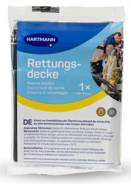 Rettungsdecke Hartmann, 1500 x 2100 mm, gold/silber