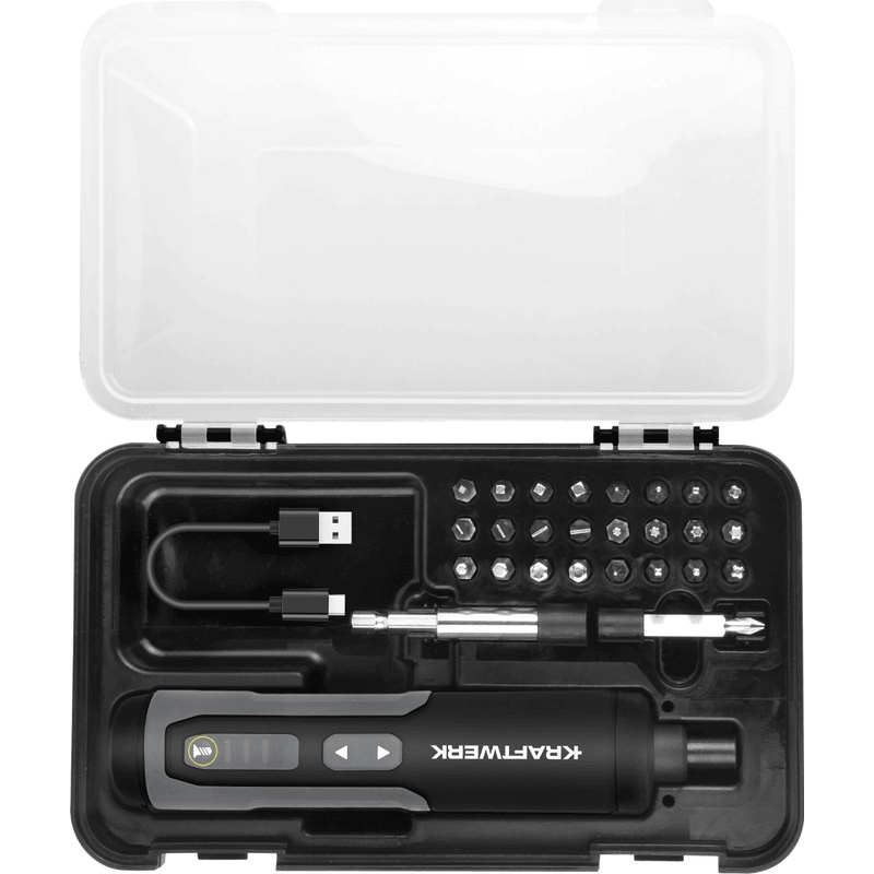 KRAFTWERK Akku-Bit-Stabschrauber Set 3.6V mit USB-C, 28-teilig