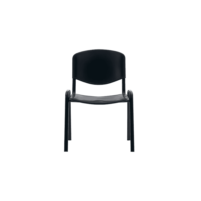 Chaise visiteur ARWS C10 en plastique, empilable, structure en acier thermolaqué, noir