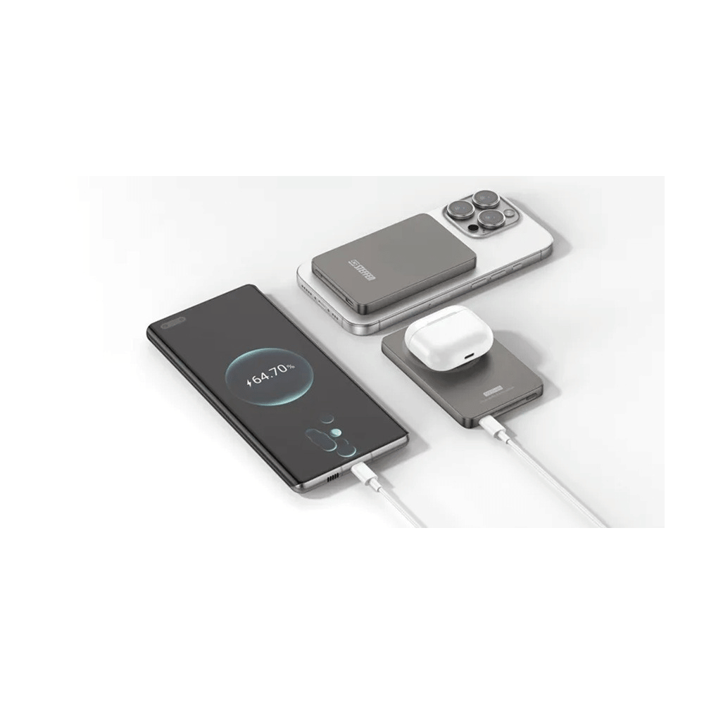 Steffen Powerbank Magnetic 15 W PD+Qi, 5'000 mAh, USB-C, Qi2/MagSafe, schwarz