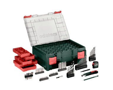 Metabo Set de perceuses-visseuses à percussion à batterie SB 18, avec 2x batteries Li-Power (18 V / 2.0 Ah), chargeur SC 36 et atelier mobile