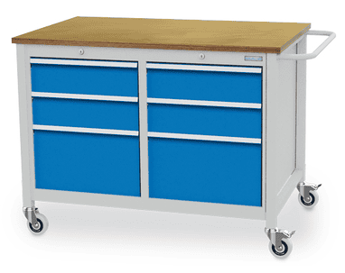 Bedrunka+Hirth Établi mobile, R 18-24 , 3 tiroirs et 1 porte battante, l x p x h 1250 x 750 x 935 mm