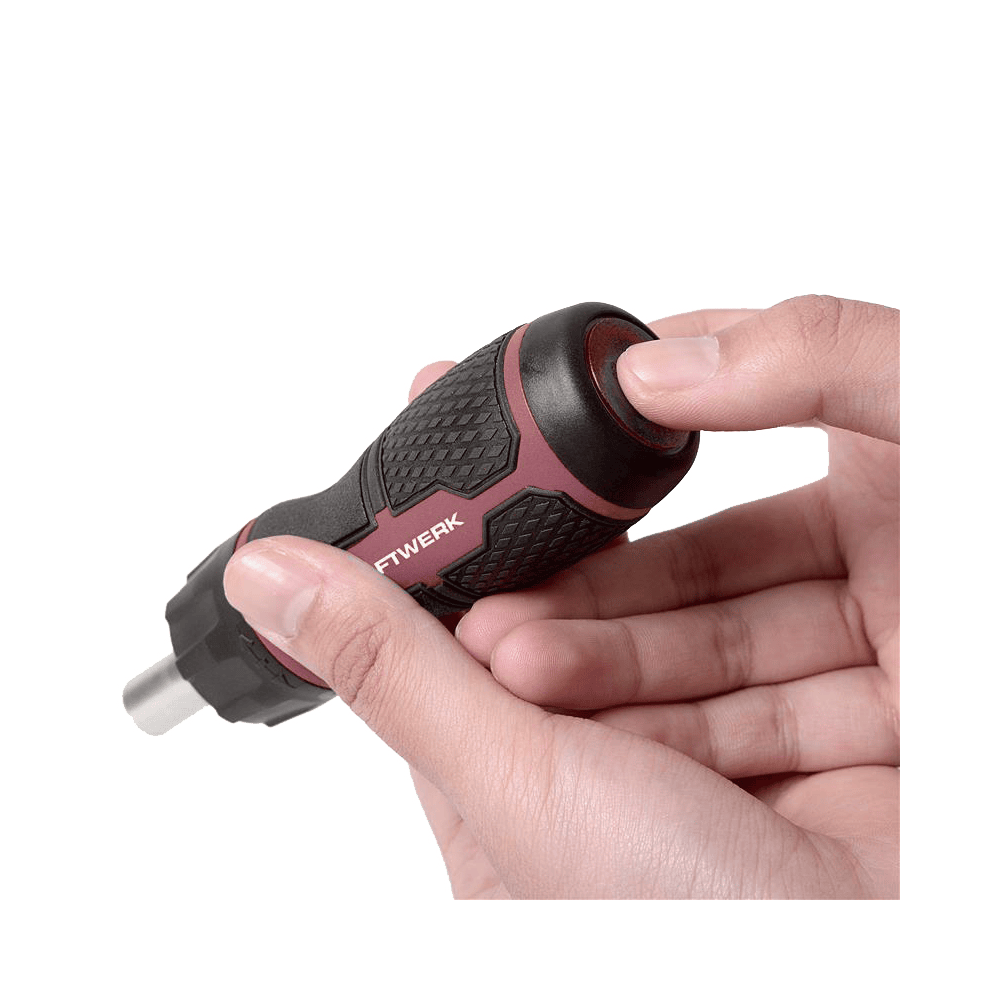 KRAFTWERK Mini-Ratschen-Schraubendreher 6-in-1, 7-teilig mit integriertem Bit-Sortiment