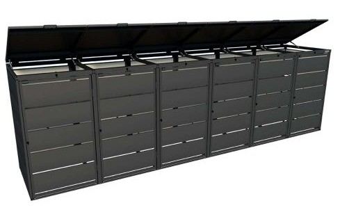 Abri pour poubelles de 240 litres, en acier galvanisé, RAL 7016, disponible en plusieurs modèles