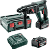Metabo Akku-Hammer KH 18 LTX 24 mit 2x Li-Power Akkus (18 V / 4.0 Ah), Ladegerät ASC 55 und metaBOX 165 L