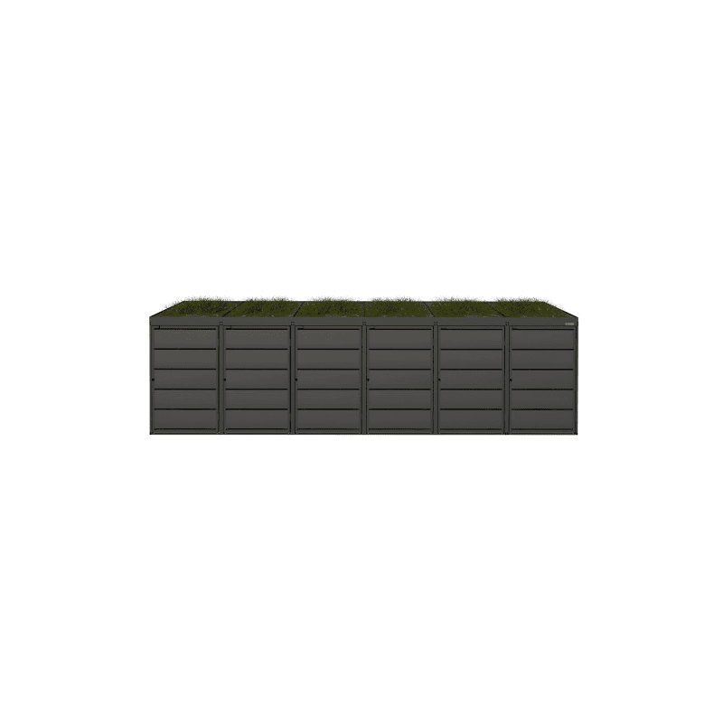 Abri pour poubelles avec toit végétalisé, pour poubelles de 240 litres, en acier galvanisé, anthracite RAL 7016, disponible en plusieurs modèles