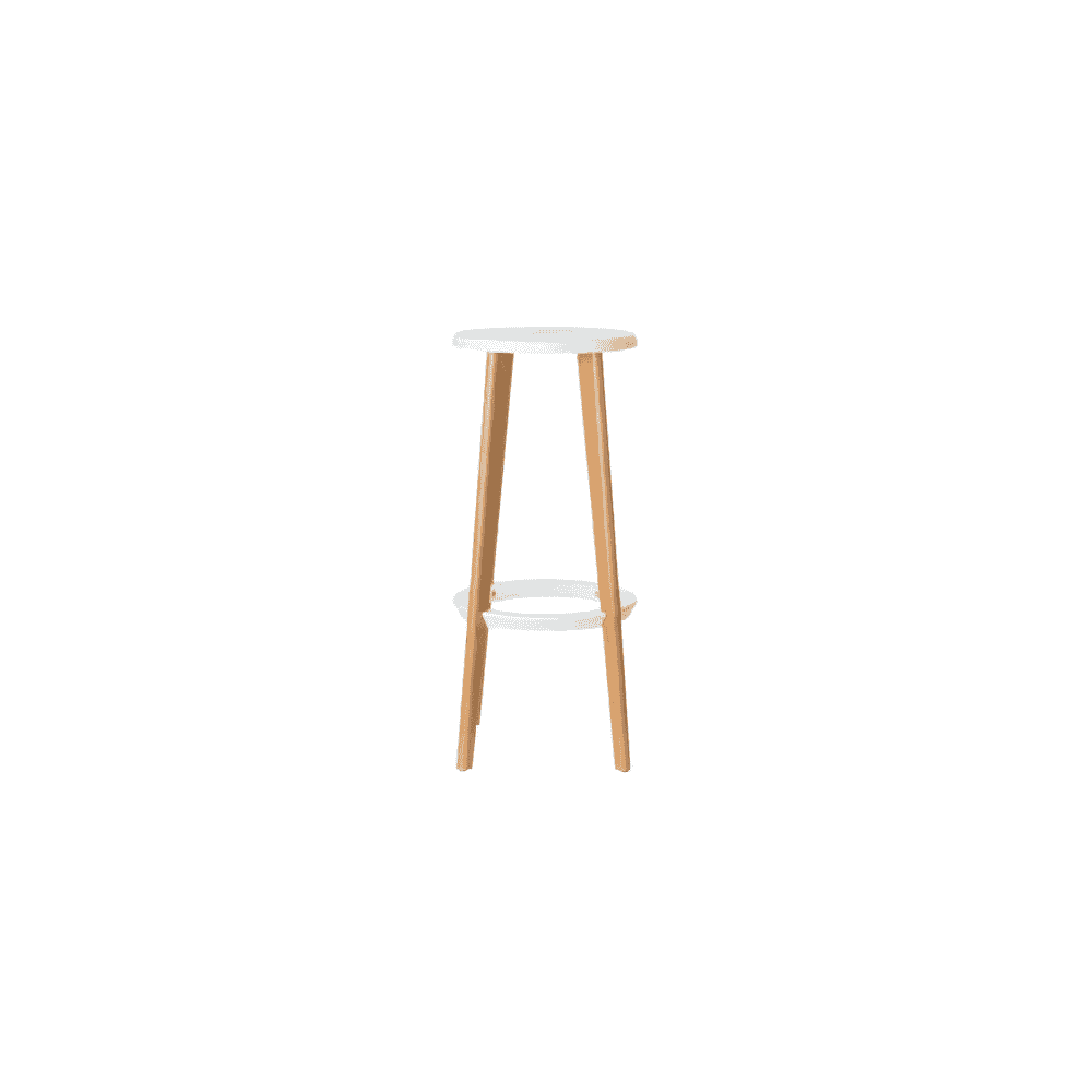 Tabouret de bar Paperflow Meet, bois, blanc, lot de 2 pièces