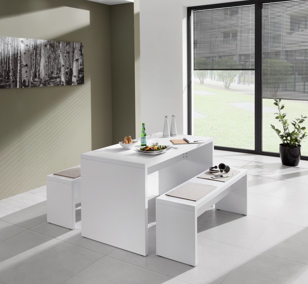 Table de réunion bistrot Noah, 1300 x 680 x 728 mm, blanc