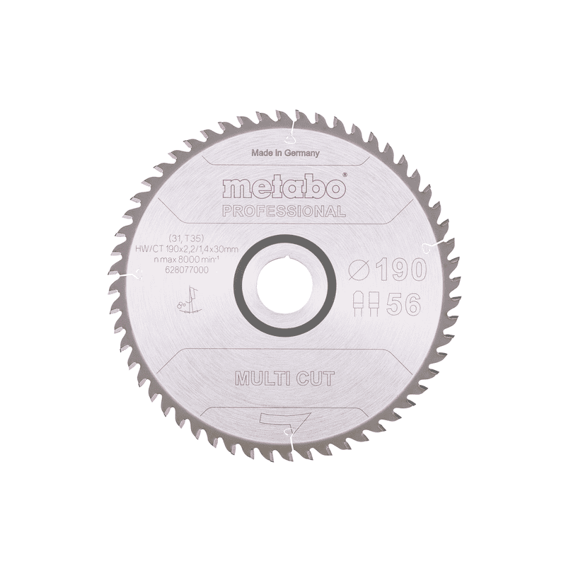 Metabo Kreissägeblatt "Multi Cut - Professional" 190 x 30 mm, Z56, FZ/TZ, 8°