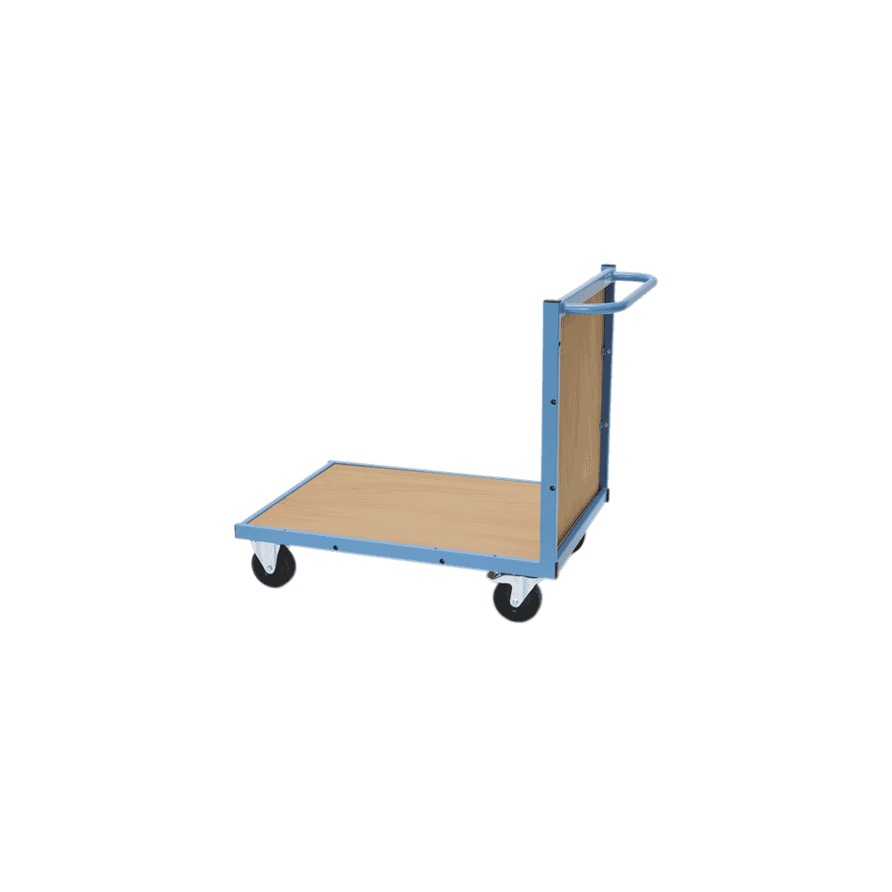 Bedrunka+Hirth Chariot de transport avec fond en bois et paroi arrière, capacité de charge 300 kg, 900 x 620 x 860 mm