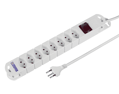 Steffen Steckdosenleiste VARIABL, T13, mit Schalter, Berührungsschutz und Haftmagnete, 5 m Kabel, weiss