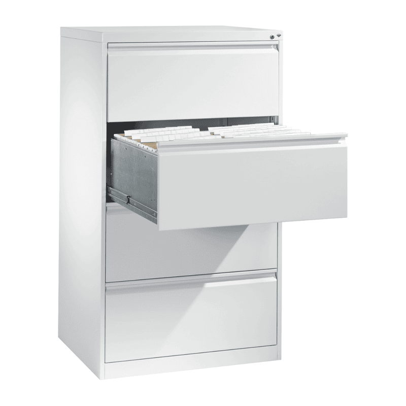 C+P Hängeregistraturschrank Acurado, aus Stahl, RAL 9016 Verkehrsweiss, Vollauszug