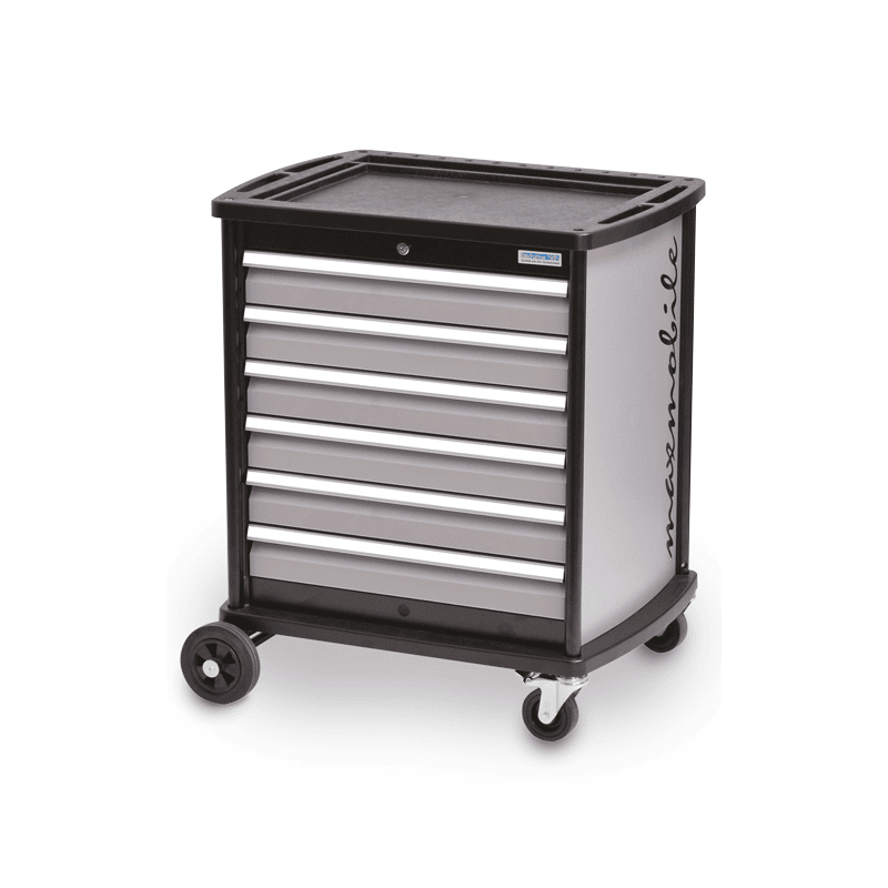 Mobiler Werkstattwagen maxmobile 2, R 24-16, RAL 7035 mit 6 x 100 mm Schubladen