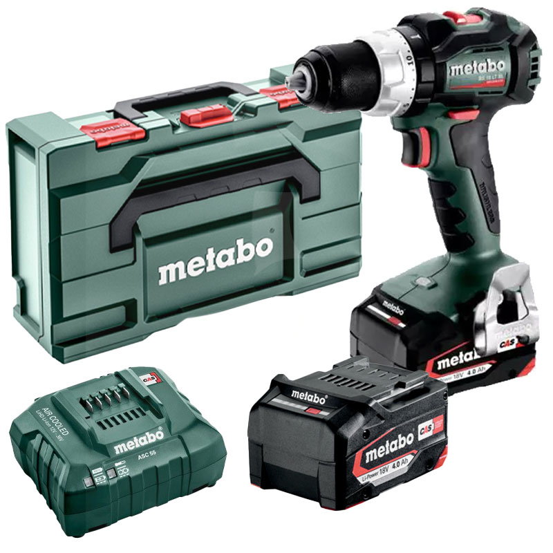 Metabo Perceuse-visseuse à batterie BS 18 LT BL, avec 2x batteries Li-Power (18 V / 4.0 Ah), chargeur ASC 55 et metaBOX 145