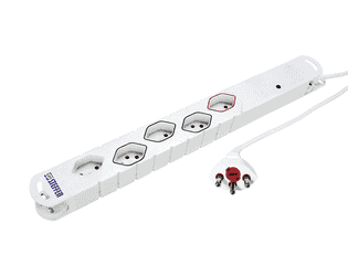 Steffen Steckdosenleiste VARIABL VARITRONIC, 5-fach T13, mit Feinsicherung, 3 m, weiss