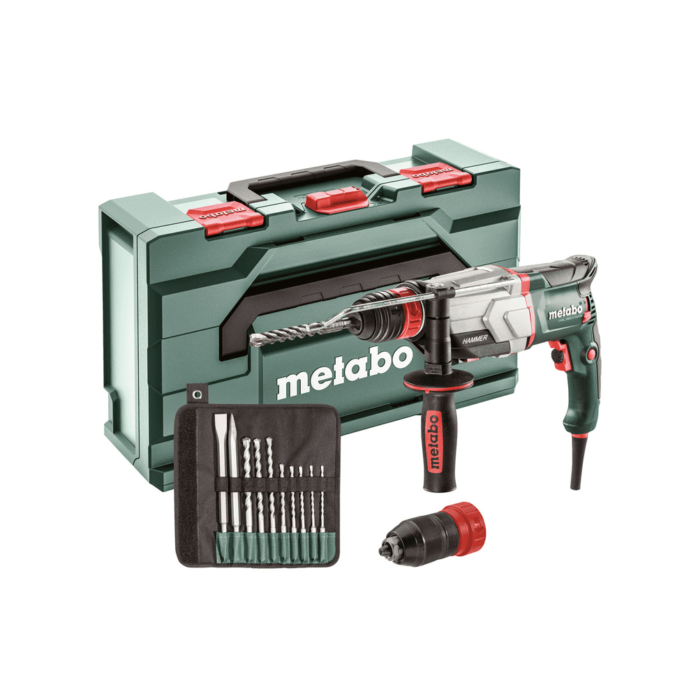 Metabo Multihammer UHE 2660-2 Quick, 800 Watt, mit metaBox 145 L und SDS-plus-Bohrer- / Meisselsatz (10-tlg.)