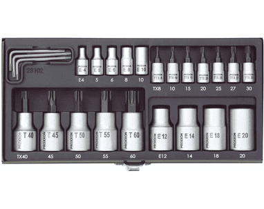 Proxxon Steckschlüsselsatz Torx 1/4" + 1/2", 24-teilig