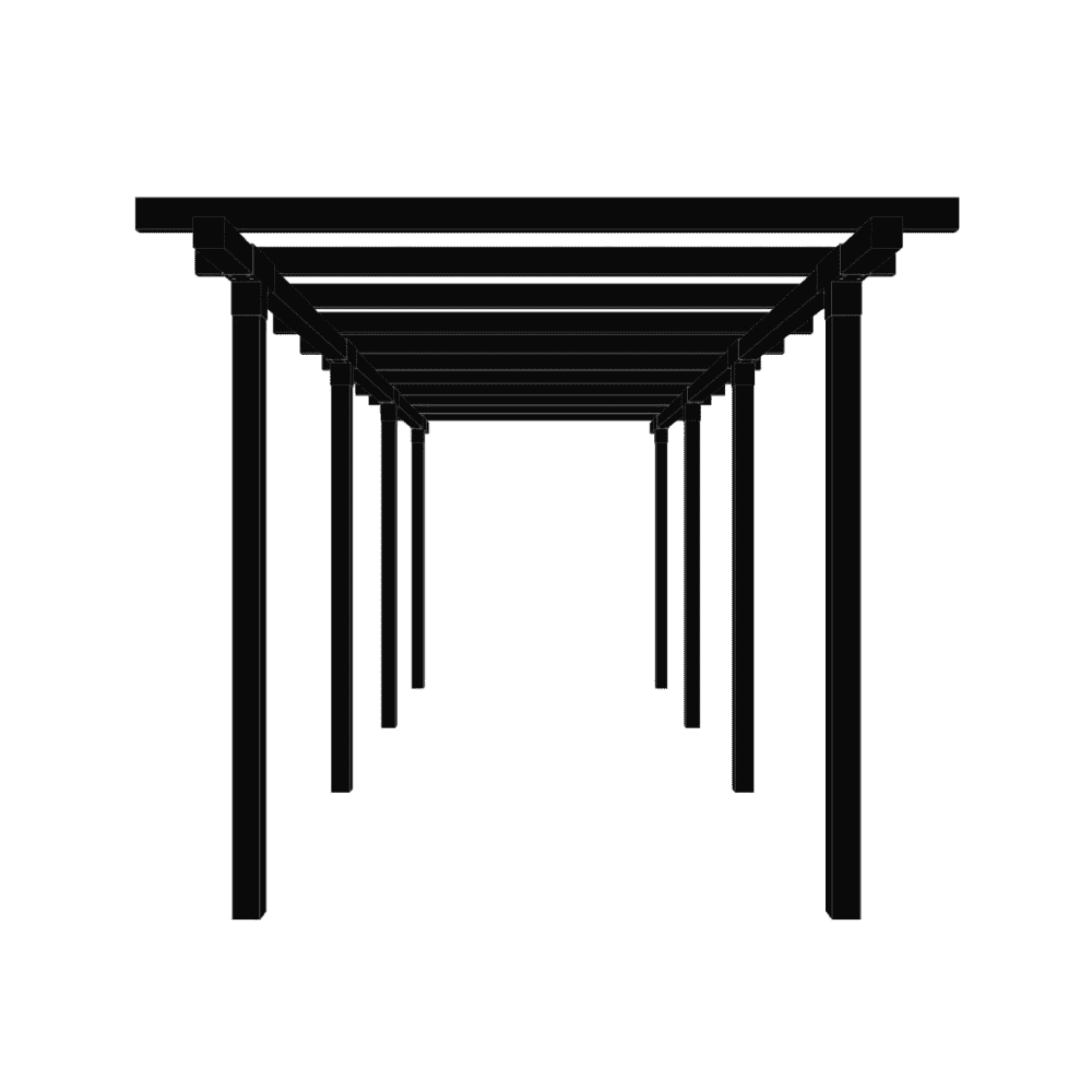 PLUS Doppelpergola, Schwarz RAL 9005, Modell 3, BxTxH 6640 x 2380 x 2260 mm