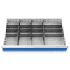 Metalleinteilung Set 15-teilig, R 36-24, Schubladennutzmass 900 x 600 mm, in 4 Blendenhöhen