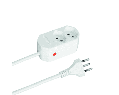Steffen Steckdosenleiste COMPACT, 2 x T13 Steckdosen, 10 A, IP20, 1.5 m Kabel, weiss