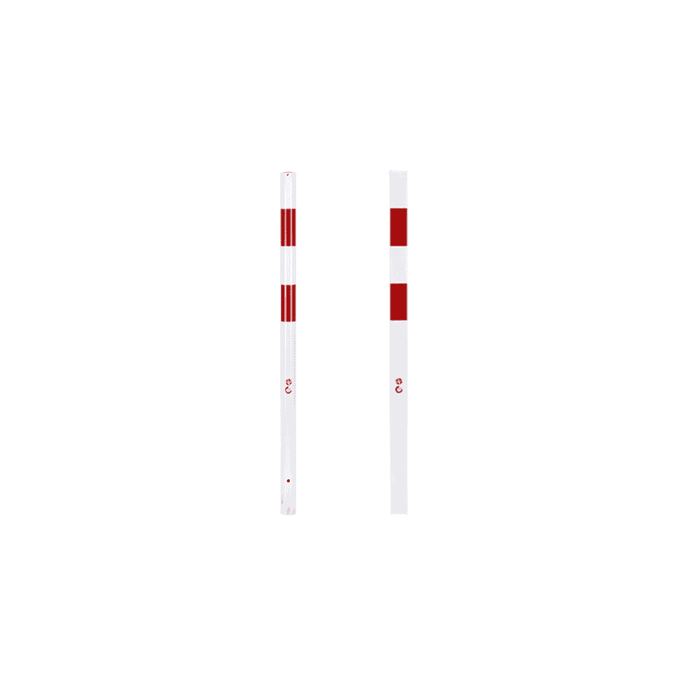 Poteau de barrage sans oeillets, rouge-blanc, en divers modèles
