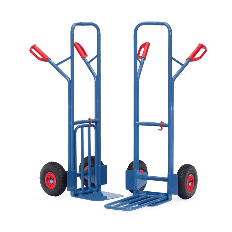 Fetra Diable pour colis 300 kg de capacité de charge, hauteur 1300 mm, pelle en tôle d'acier et pliable