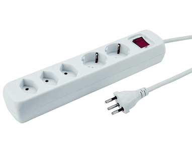 Steffen Steckdosenleiste POWER EASY, 3 x T13 und 2 x CEE7/4 Steckdosen, IP20, 1.5 m Kabel, Überstromschutz, weiss