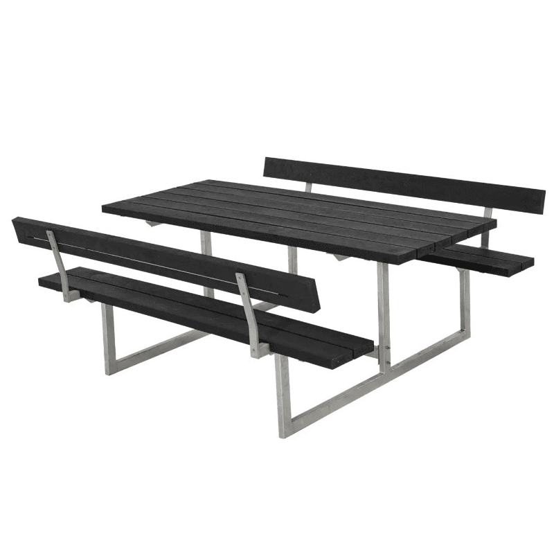 PLUS Basic Ensemble de mobilier de jardin RePlast, noir, disponible en plusieurs modèles