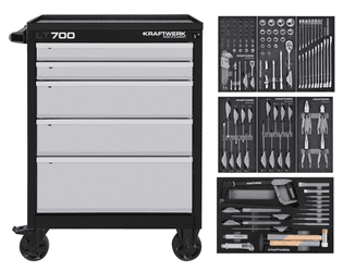 KRAFTWERK LT700 Chariot d'atelier, 5 tiroirs, BASIC, 151 pièces, outils inclus