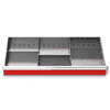 Metalleinteilung 5-teilig, R 36-16, Schubladennutzmass 900 x 400 mm, in 4 Blendenhöhen