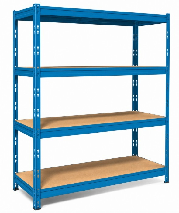 Steckregal aus Metall MAXIPOKER mit 4 Fachböden, Blau, BxTxH 1600 x 600 x 1800 mm