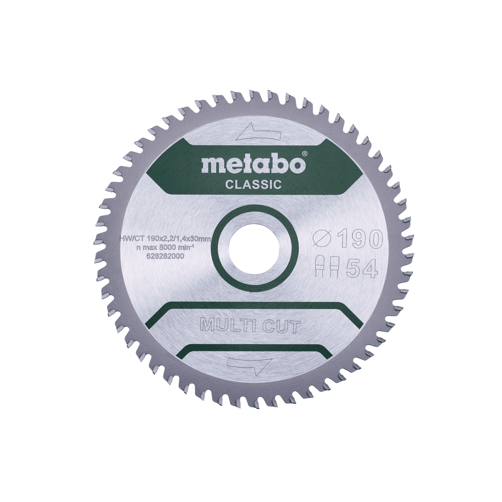 Metabo Kreissägeblatt "Multi Cut - Classic" 190 x 30 mm, Z54, FZ/TZ, 5°