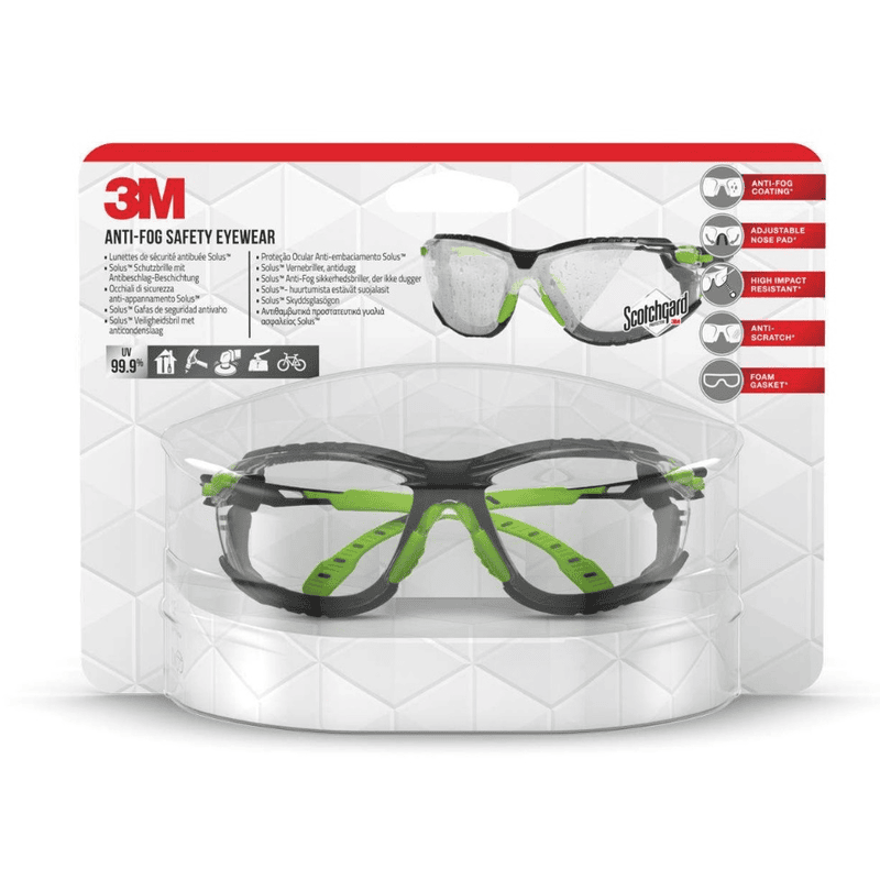 3M Lunettes de protection avec traitement antibuée Solus 1000, noir/vert, 1 pièce