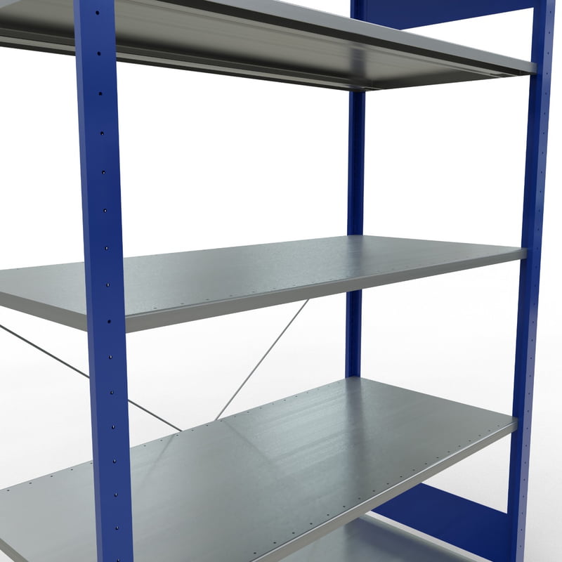 Schulte Fachbodenregal, modulares Stecksystem, einseitig nutzbar, RAL 5010 / verzinkt