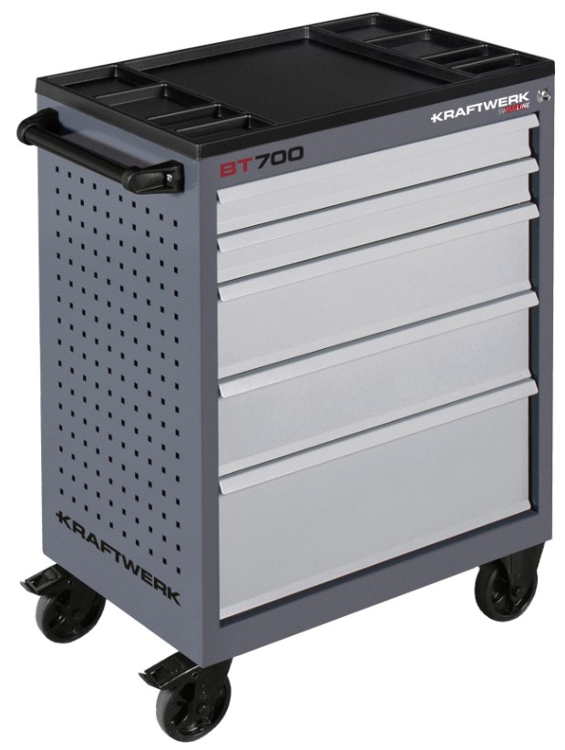 KRAFTWERK Werkstattwagen BT700 5 Schubladen Swiss Line, inkl. Werkzeug, 121-teilig, BxTxH 719 x 474 x 1000 mm