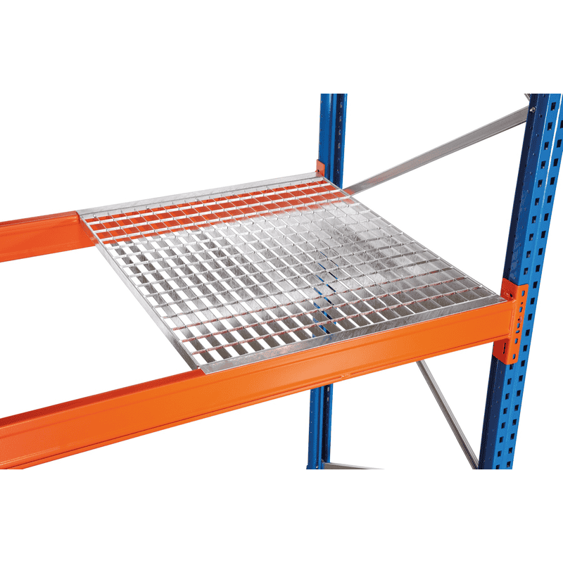 Schulte Caillebotis pour rayonnage à palettes, pour une profondeur de longeron de 50 mm, encastré à fleur des longerons, disponible en différentes versions