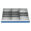 Compartimentage des métallique set 10 pièces, R 36-24, dimension utiles des tiroirs 900 x 600 mm, en 4 hauteurs de façade