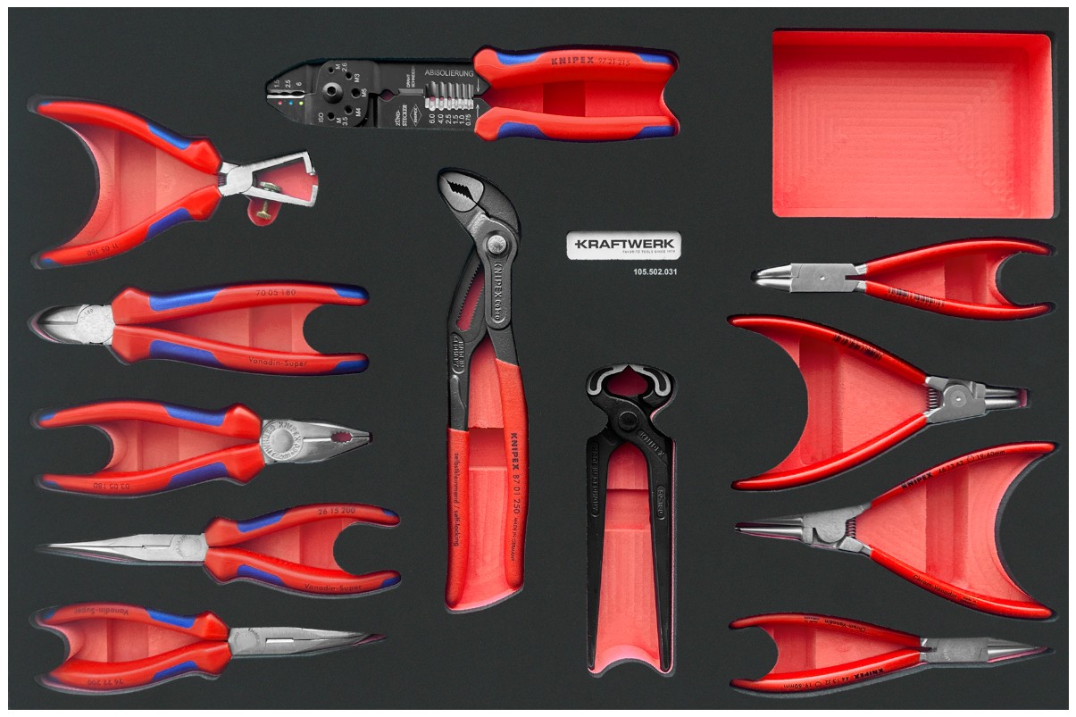 KRAFTWERK PRO LINE EVA KNIPEX Zangen-Einlage, 600 x 400 mm, 12-teilig
