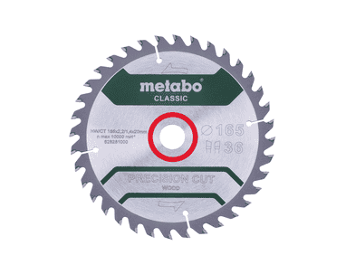 Metabo Kreissägeblatt "Precision Cut Wood - Classic" 165 x 20 mm, Z36, WZ, 15°
