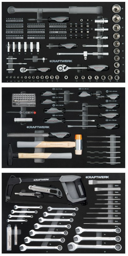 KRAFTWERK LT LINE Chariot d'atelier LT700, 5 tiroirs, outils inclus, 259 pièces, L x P x H 719 x 474 x 1000 mm