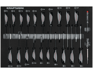 KRAFTWERK BASIC LINE EVA Schraubendreher-Einlage, LxB 600 x 400 mm, 22-teilig