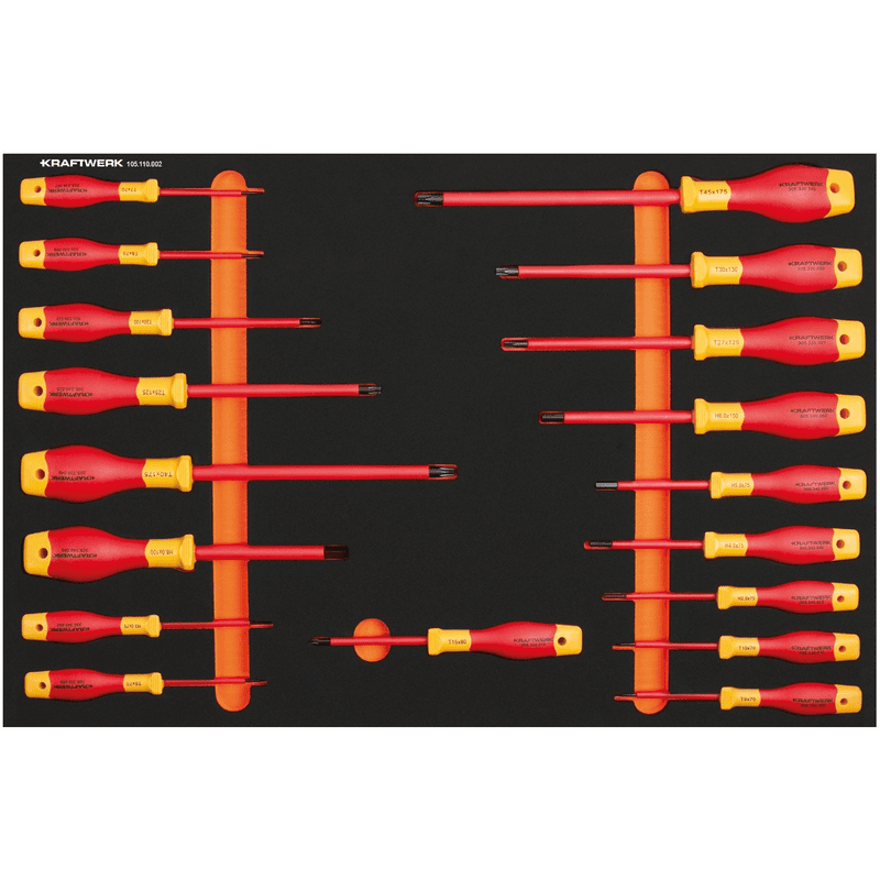 KRAFTWERK VDE Schraubendreher-Einlage, 600 × 400 mm, 18-teilig
