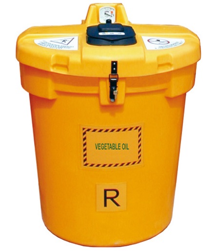 Grossvolumiger Sammelbehälter für gebrauchtes Küchenöl, Oliv Box, Volumen 200 Liter