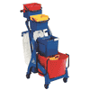 Chariot de nettoyage et de service professionnel avec 1 x 28 l et 2 x 4 l seaux et support pour sac poubelle