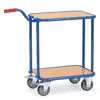 Fetra Plattformwagen mit Griff, blau, mit Holzplattform oder Stahlblech, 860 x 450 x 875 mm