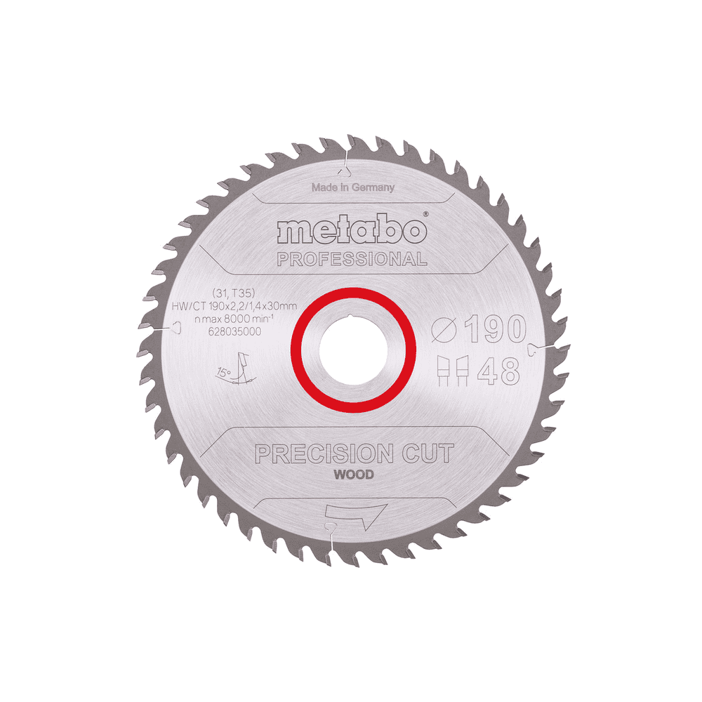 Metabo Kreissägeblatt "Precision Cut Wood - Professional" 190 x 30 mm, Z48, WZ, 15°