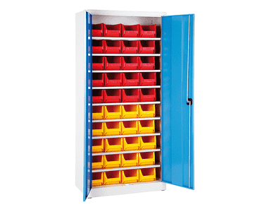 Magazinschrank mit 40 Sichtlagerkästen