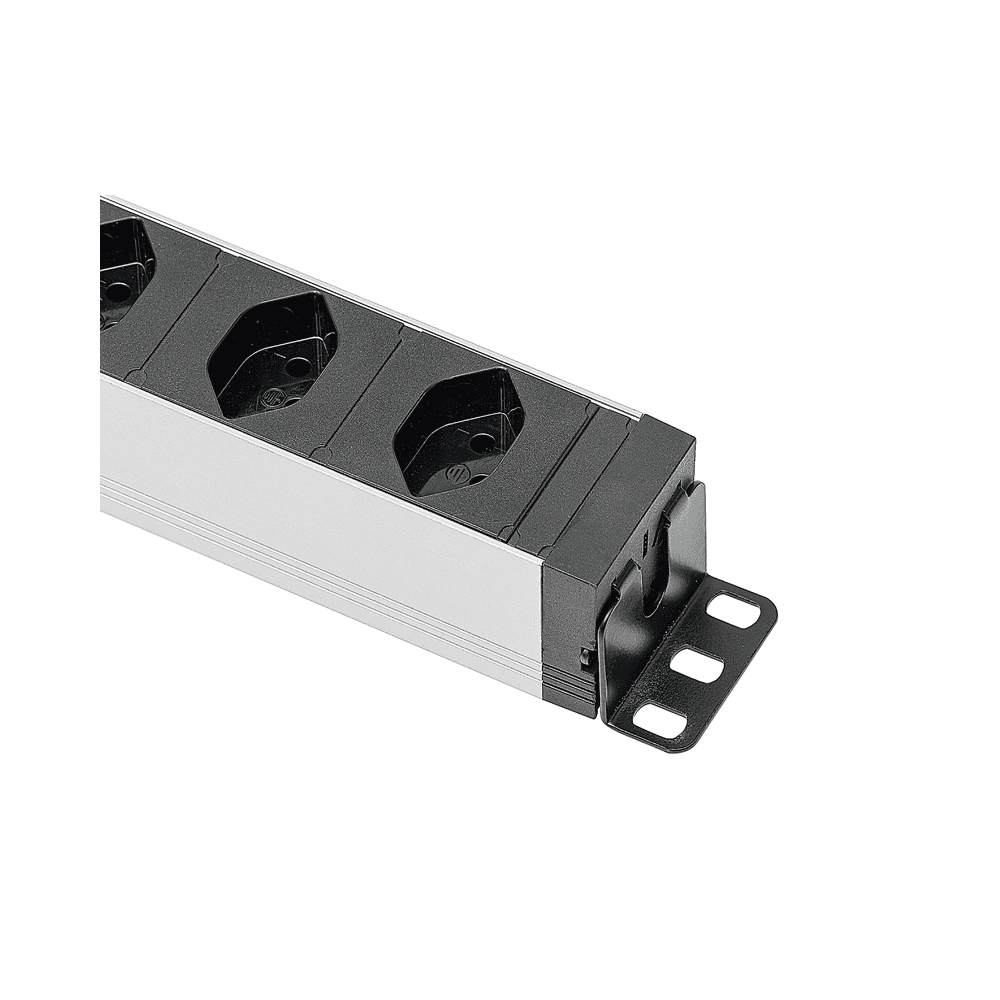 Steffen Steckdosenleiste ALU MODULAR SILVER, 6 x T13, 10 A, IP20, 3 m Kabel, mit Filter und Schalter, silber/schwarz