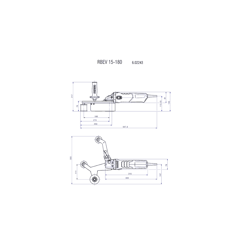 Metabo Rohrbandschleifer-Set RBE 15-180, 1550 Watt